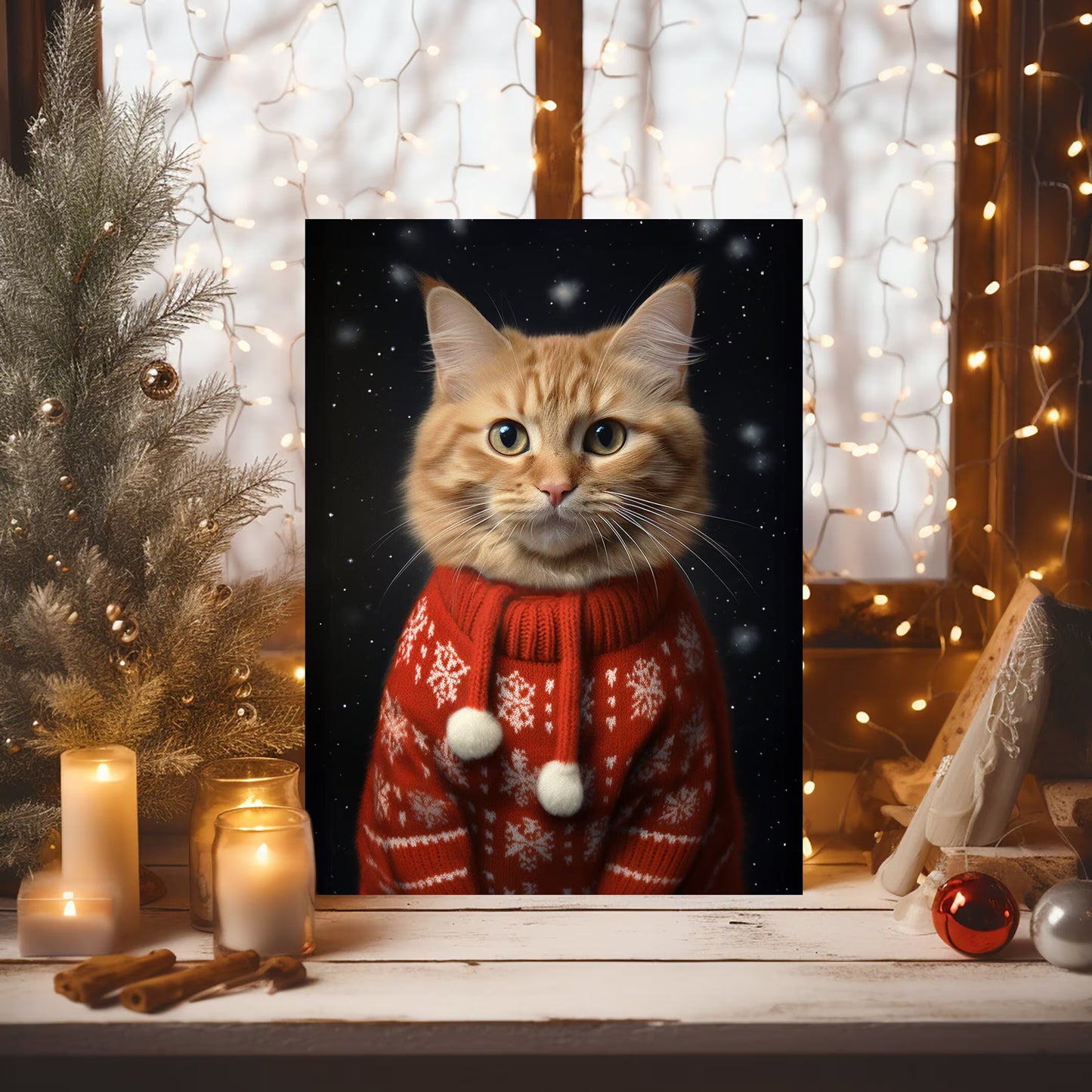 Custom Christmas Pet Portrait Painting