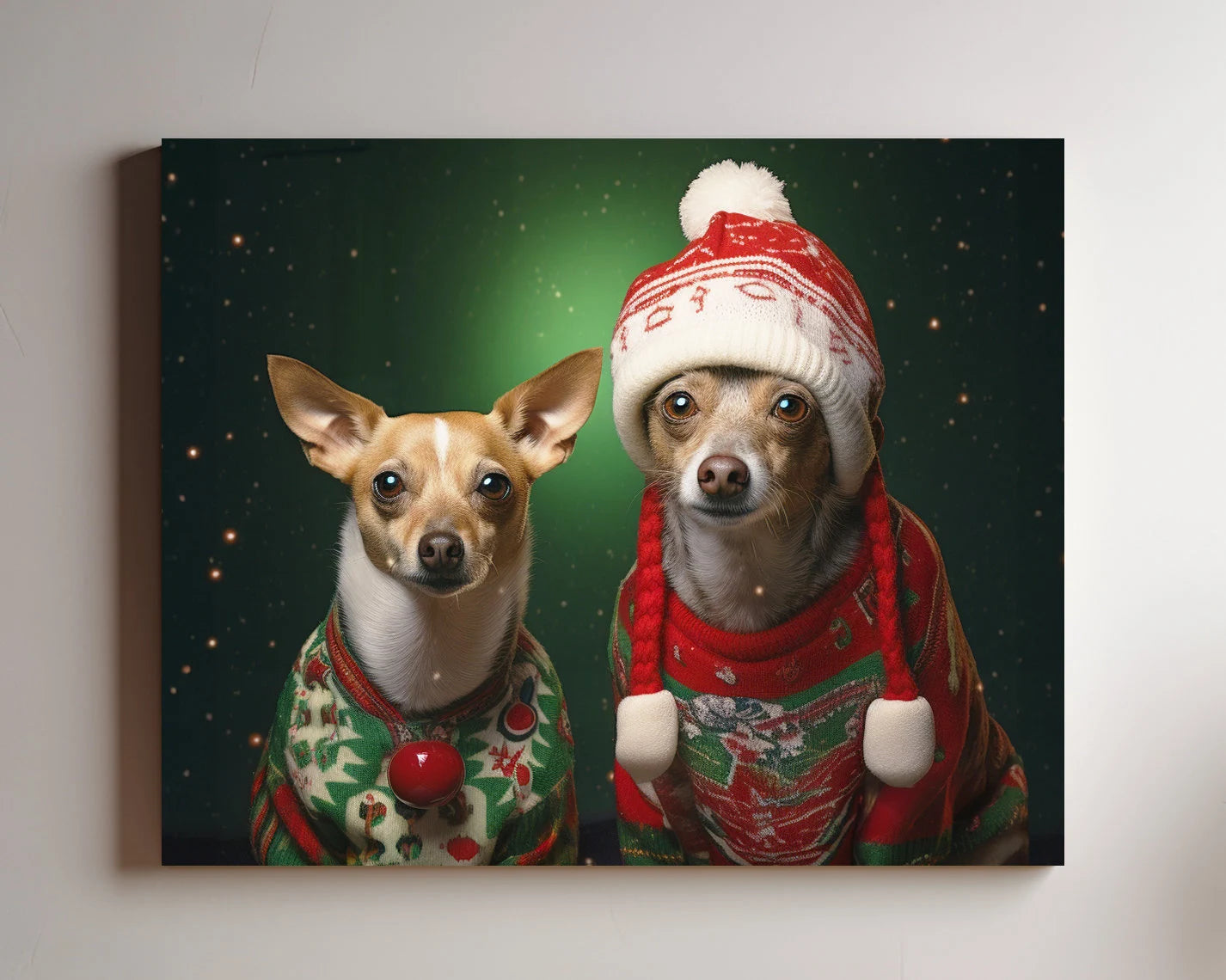 Customized Double Pet Christmas Portrait